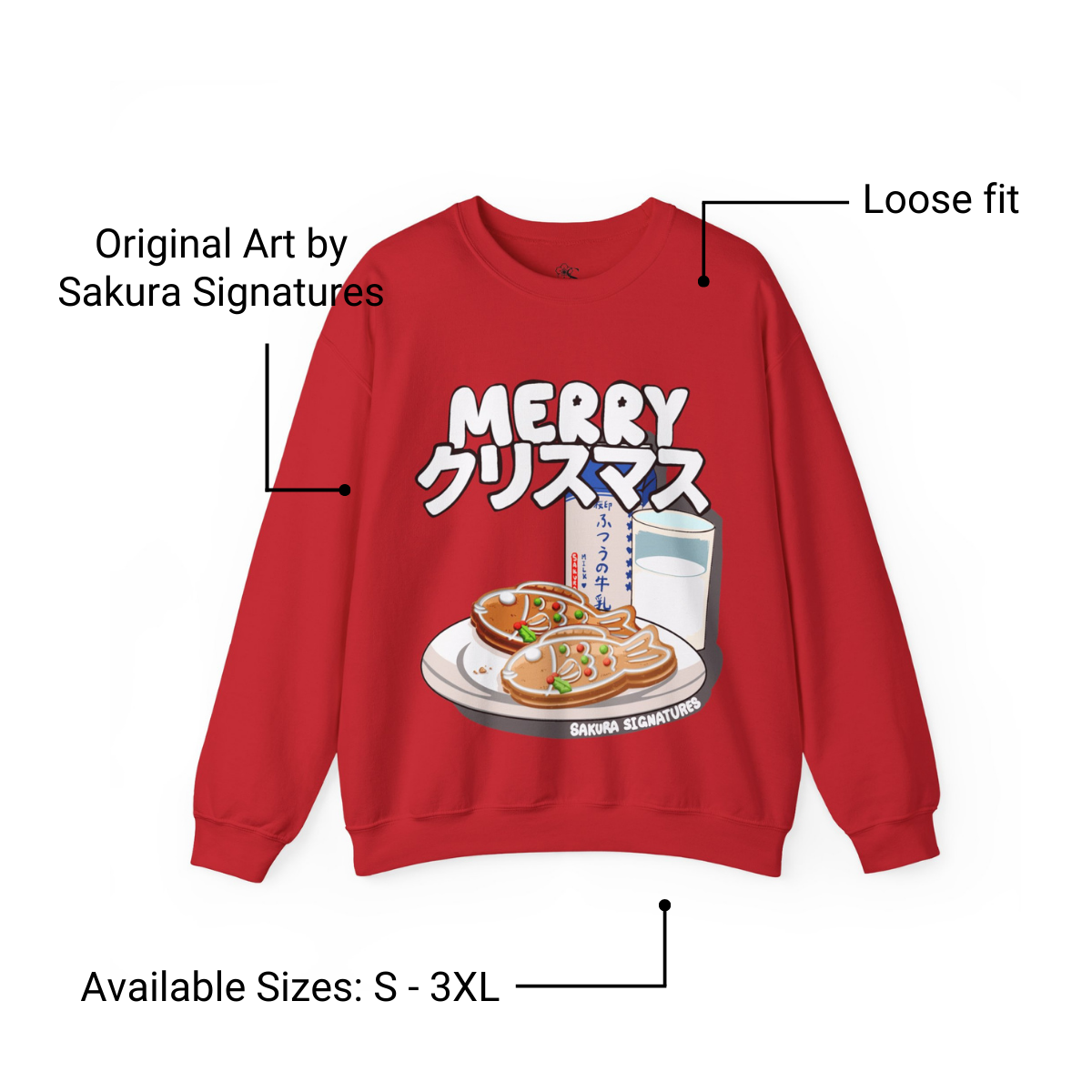 Japanese Christmas Sweatshirt (Taiyaki Gingerbread)