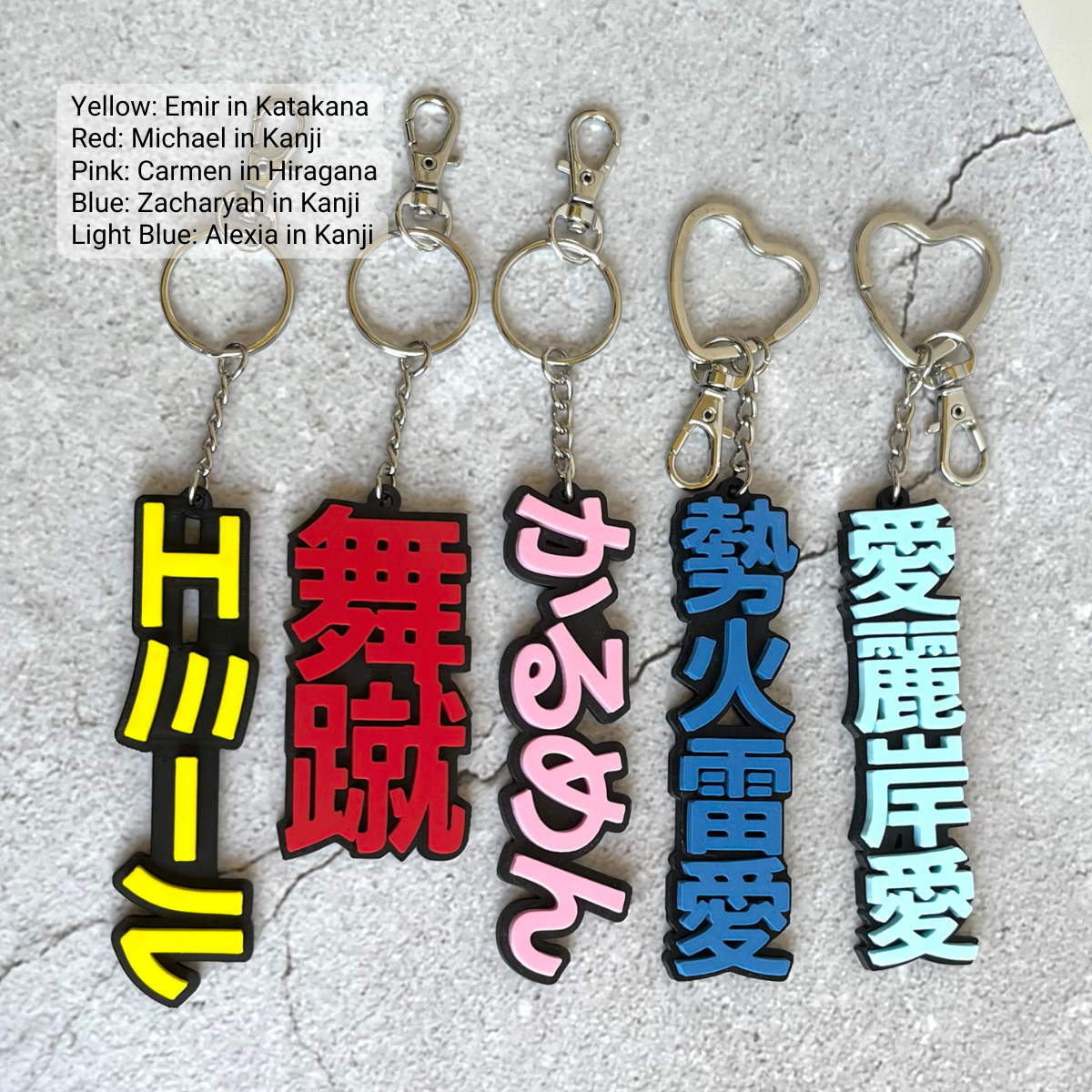 [Your name in Japanese] 3D Keychain (Black Base)