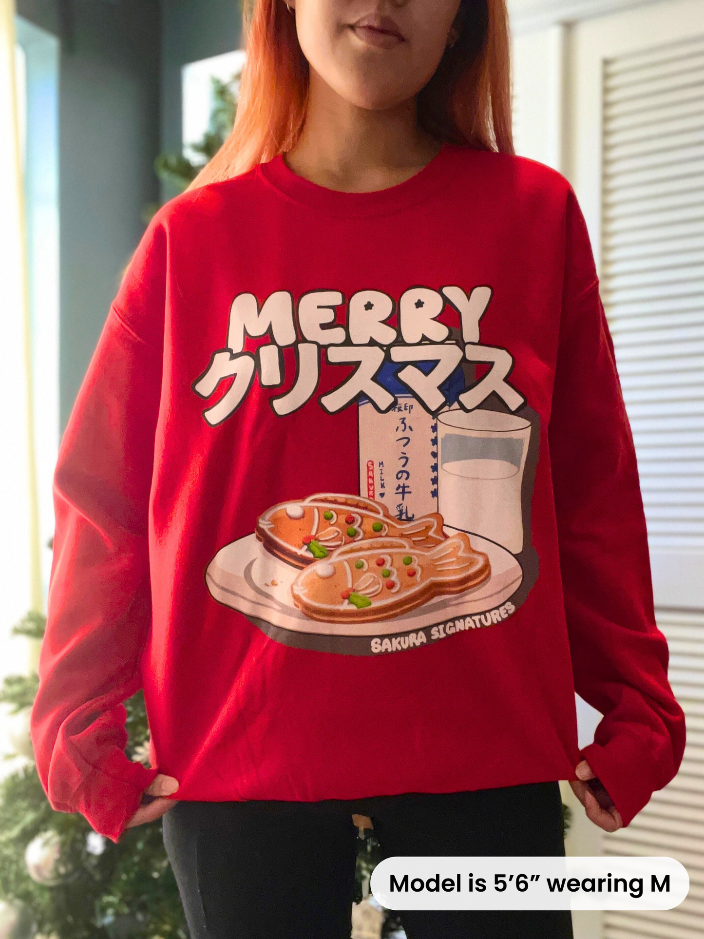 Japanese Christmas Sweatshirt (Taiyaki Gingerbread)