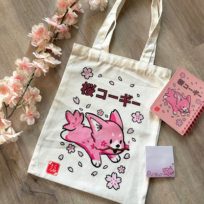Sakura Corgi Tote bag