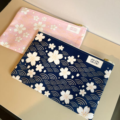 Two pouches with Sakura Cherry blossom patterns on