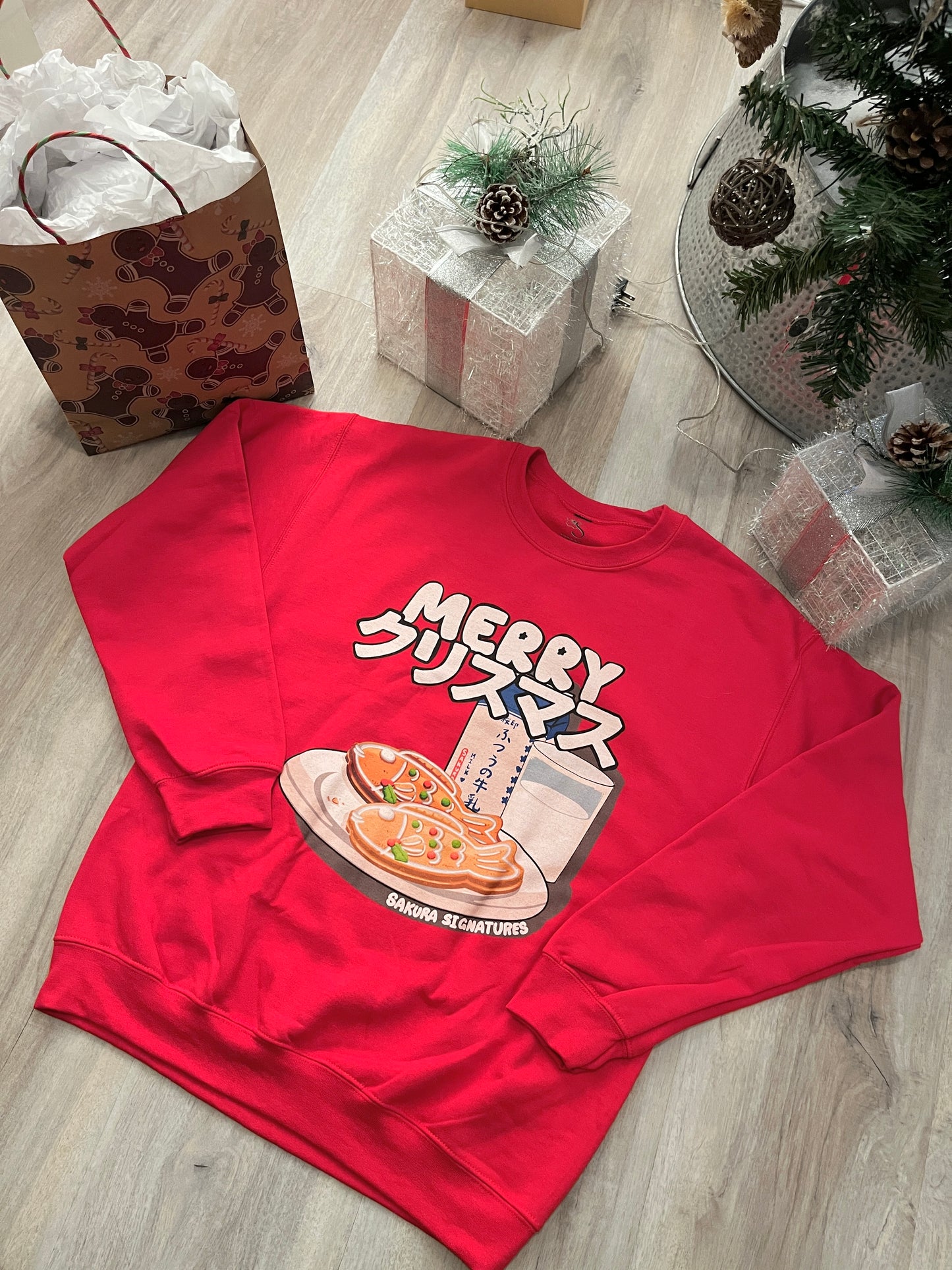 Japanese Christmas Sweatshirt (Taiyaki Gingerbread)