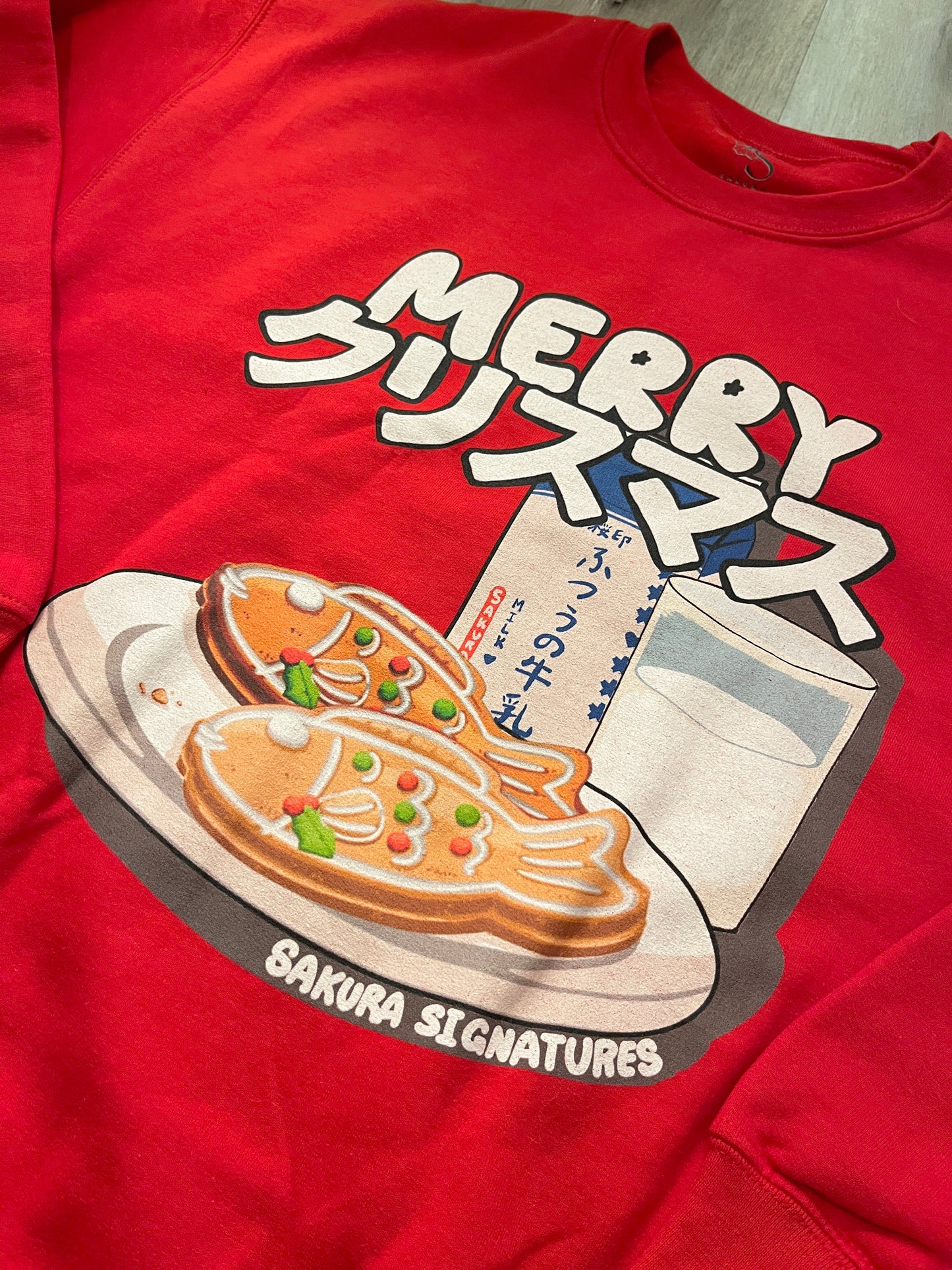 Japanese Christmas Sweatshirt (Taiyaki Gingerbread)