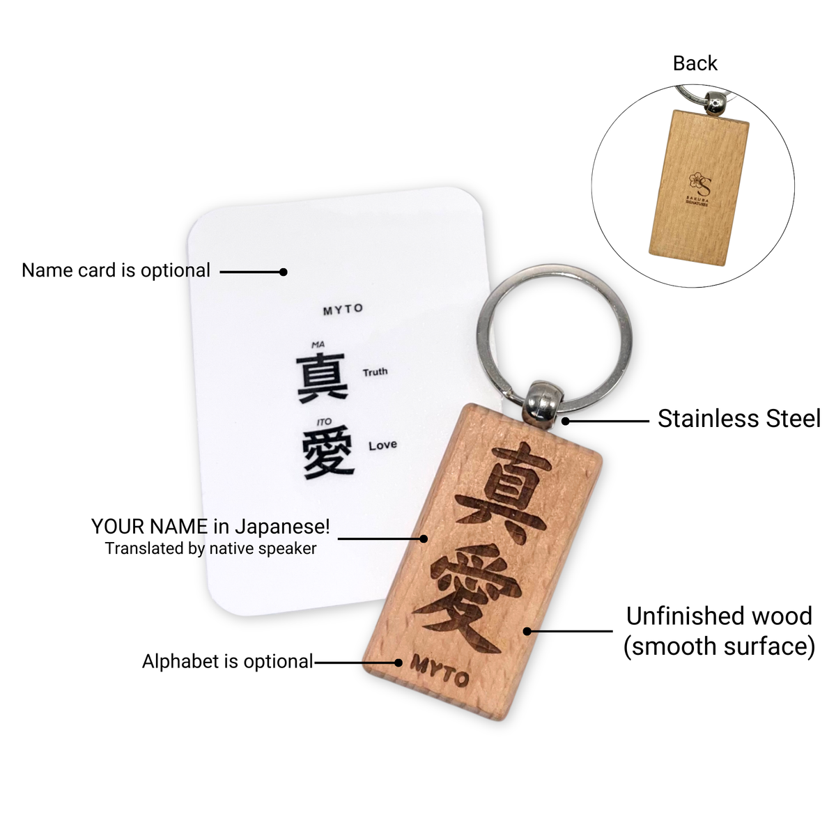Personalized Japanese Name Keychain - Custom Gift | Sakura Signatures